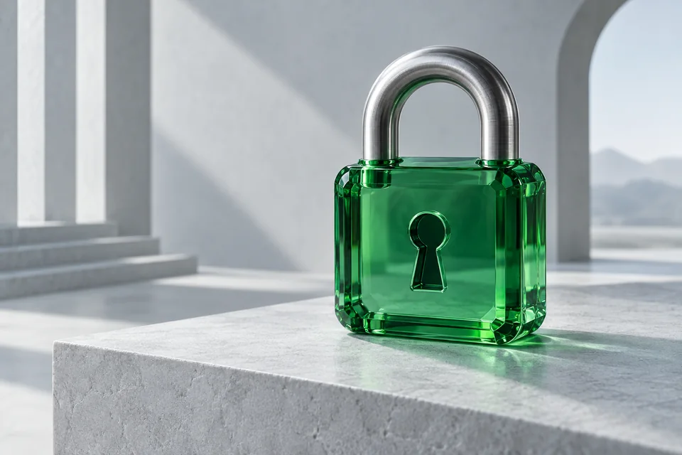 Original emerald glass lock illustration